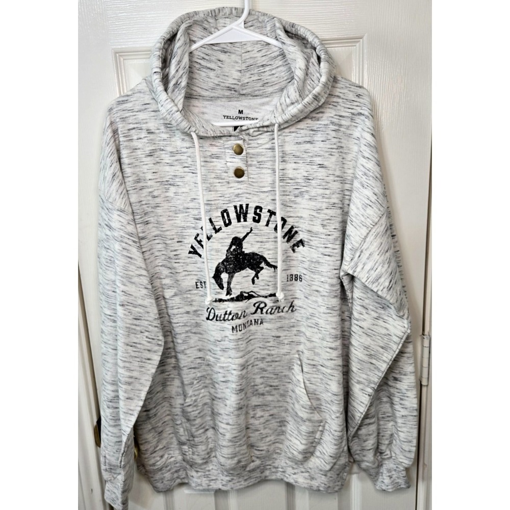 Yellowstone Dutton Ranch Hoodie Men's M Black/Gray Fleece NWT